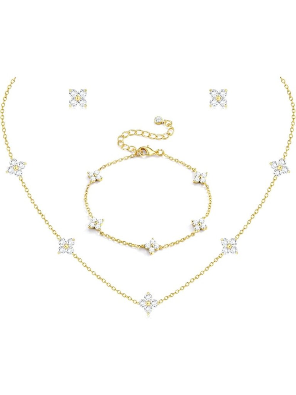 Dainty Silver & Gold Jewelry Set for Women - Perfect Gift for Weddings & Prom